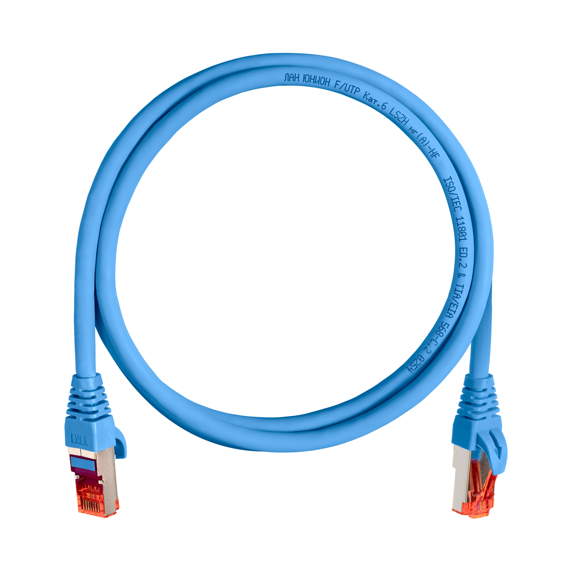 Шнур коммутационный (патч-корд) экранированный F/UTP, 26 AWG, Кат.6, LSZH нг(А)-HF, цвет синий, 1.0 м