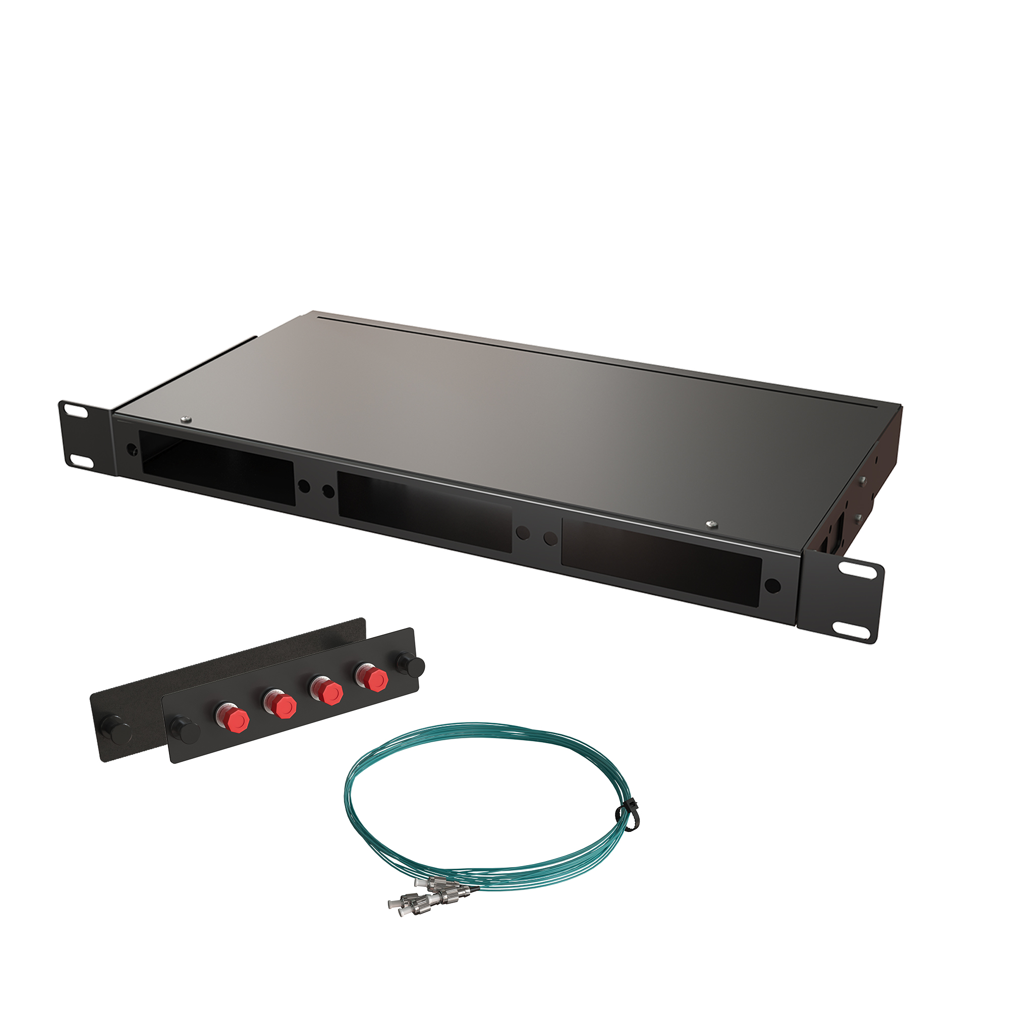 Кросс КСП, стационарный, полный комплект, FC/UPC, MM 50/125 OM3, 4 порта, 1U, цвет черный