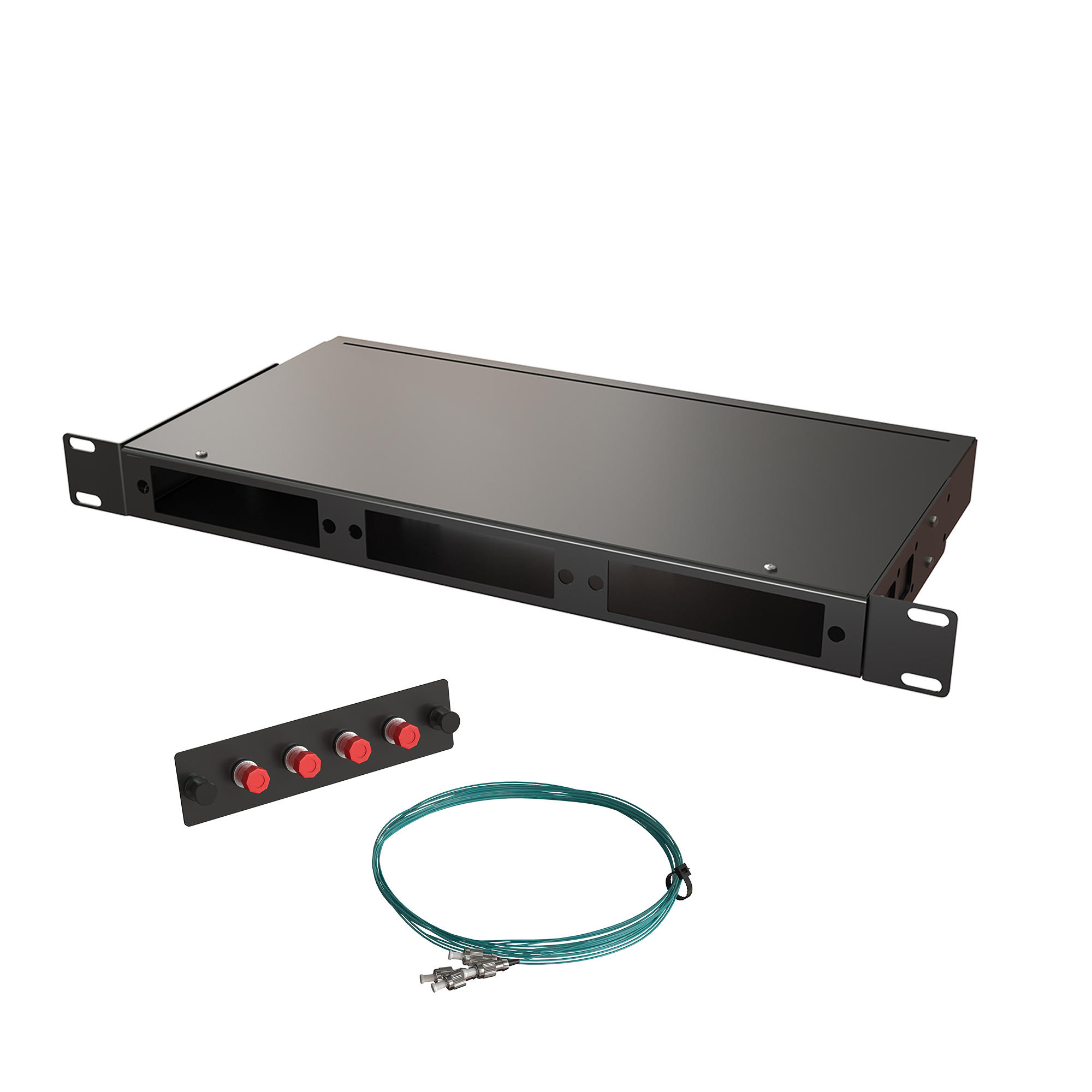 Кросс КСП, стационарный, полный комплект, FC/UPC, MM 50/125 OM3, 12 портов, 1U, цвет черный