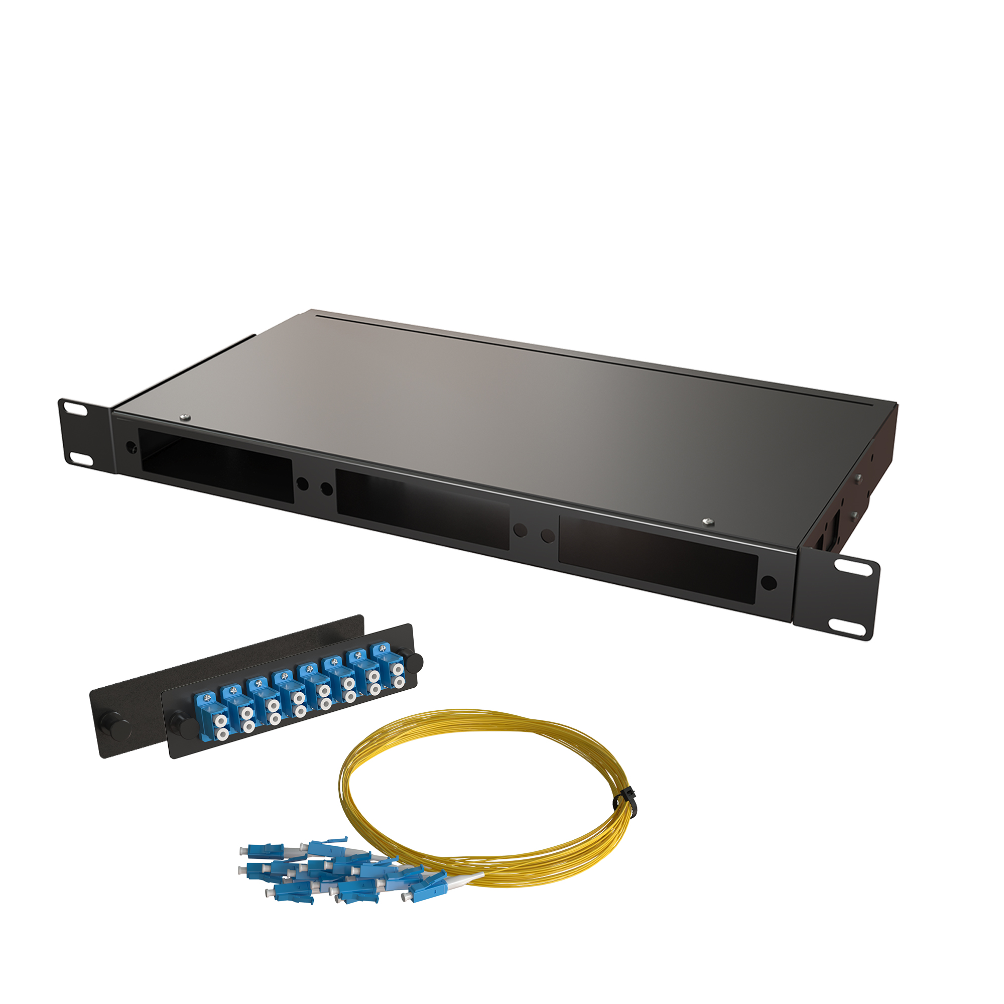 Кросс КСП, стационарный, полный комплект, 16 розеток 2LC/UPC, SM 9/125 OS2, 32 порта, 1U, цвет черный