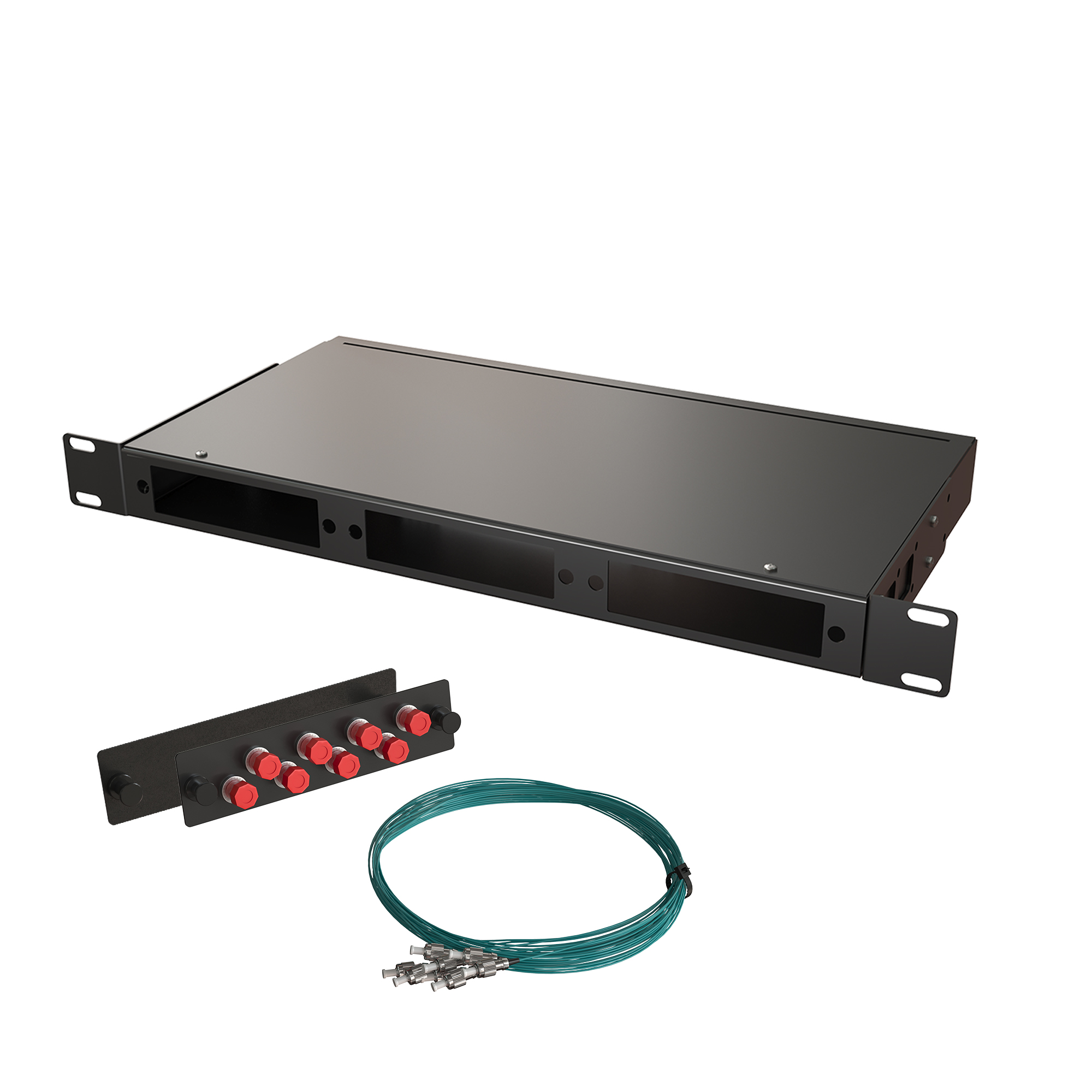 Кросс КСП, стационарный, полный комплект, FC/UPC, MM 50/125 OM3, 8 портов, 1U, цвет черный