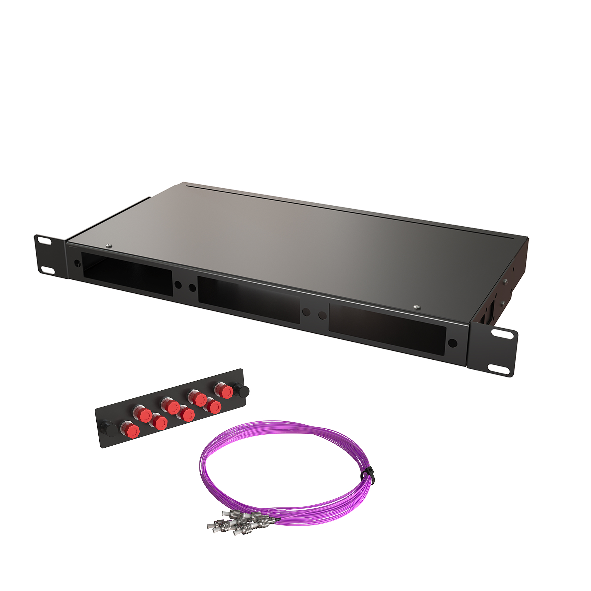 Кросс КСП, стационарный, полный комплект, FC/UPC, MM 50/125 OM4, 24 порта, 1U, цвет черный