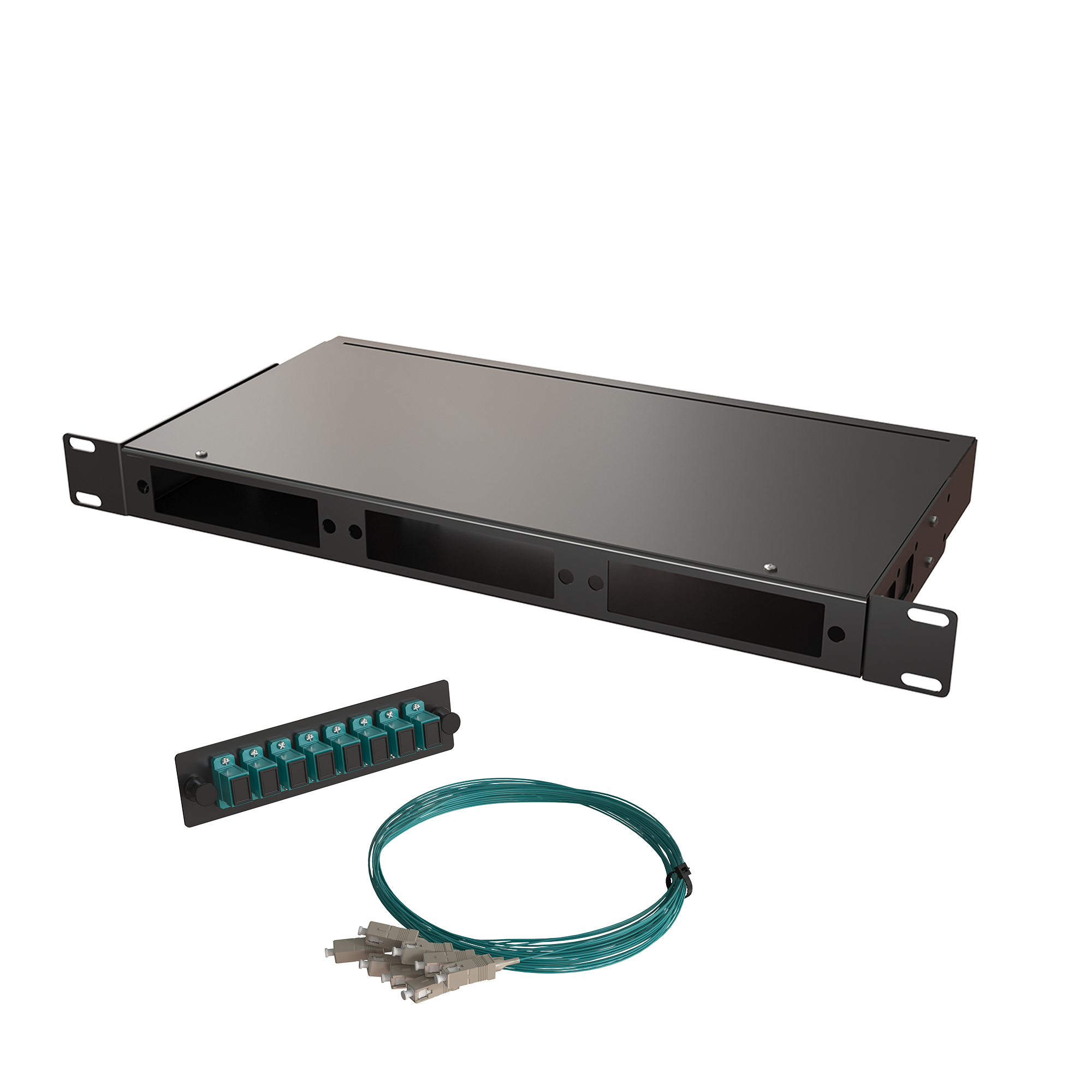 Кросс КСП, стационарный, полный комплект, SC/UPC, MM 50/125 OM3, 24 порта, 1U, цвет черный