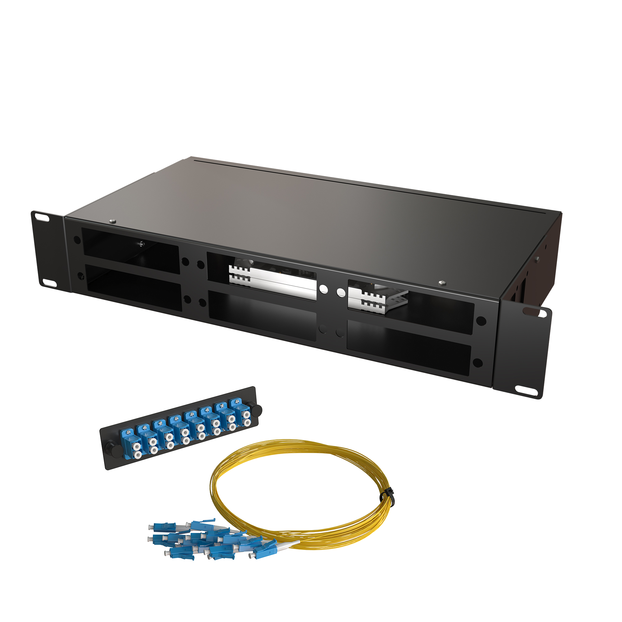 Кросс КСП, стационарный, полный комплект, 48 розеток 2LC/UPC, SM 9/125 OS2, 96 портов, 2U, цвет черный