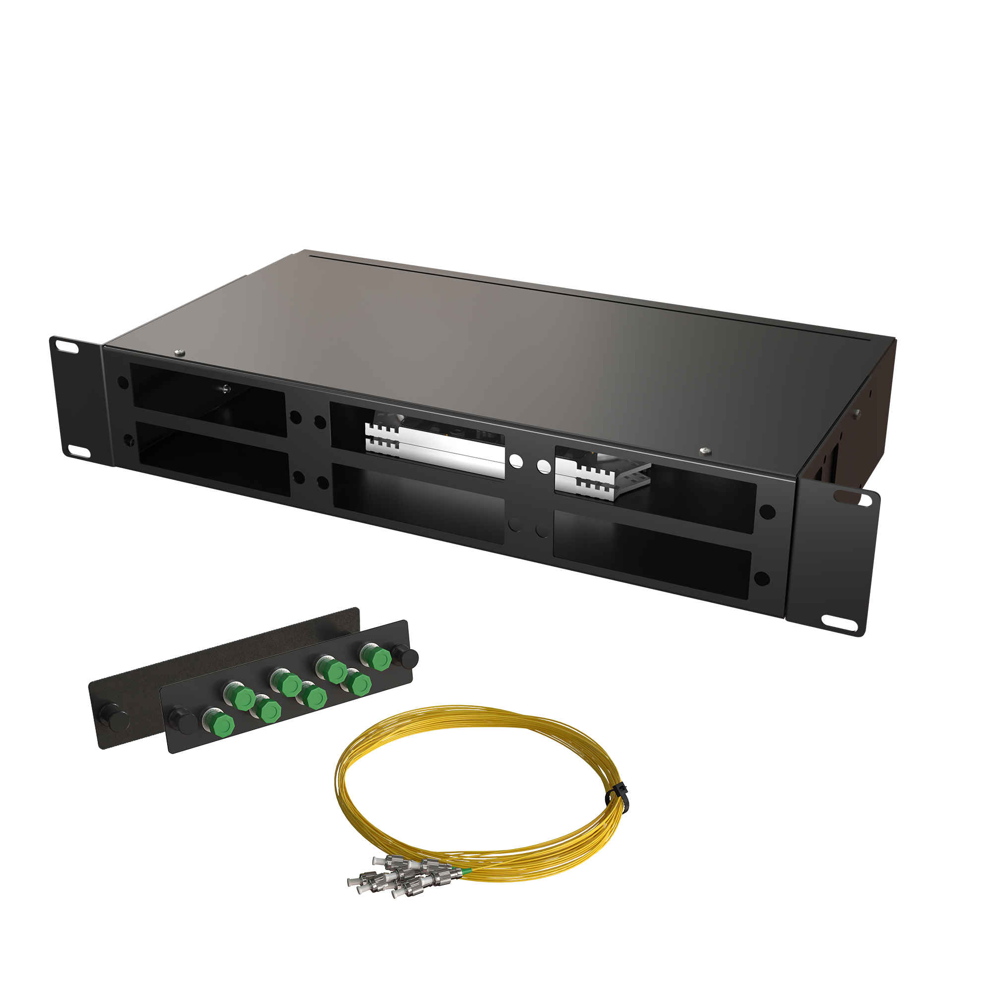 Кросс КСП, стационарный, полный комплект, FC/APC, SM 9/125 OS2, 32 порта, 2U, цвет черный