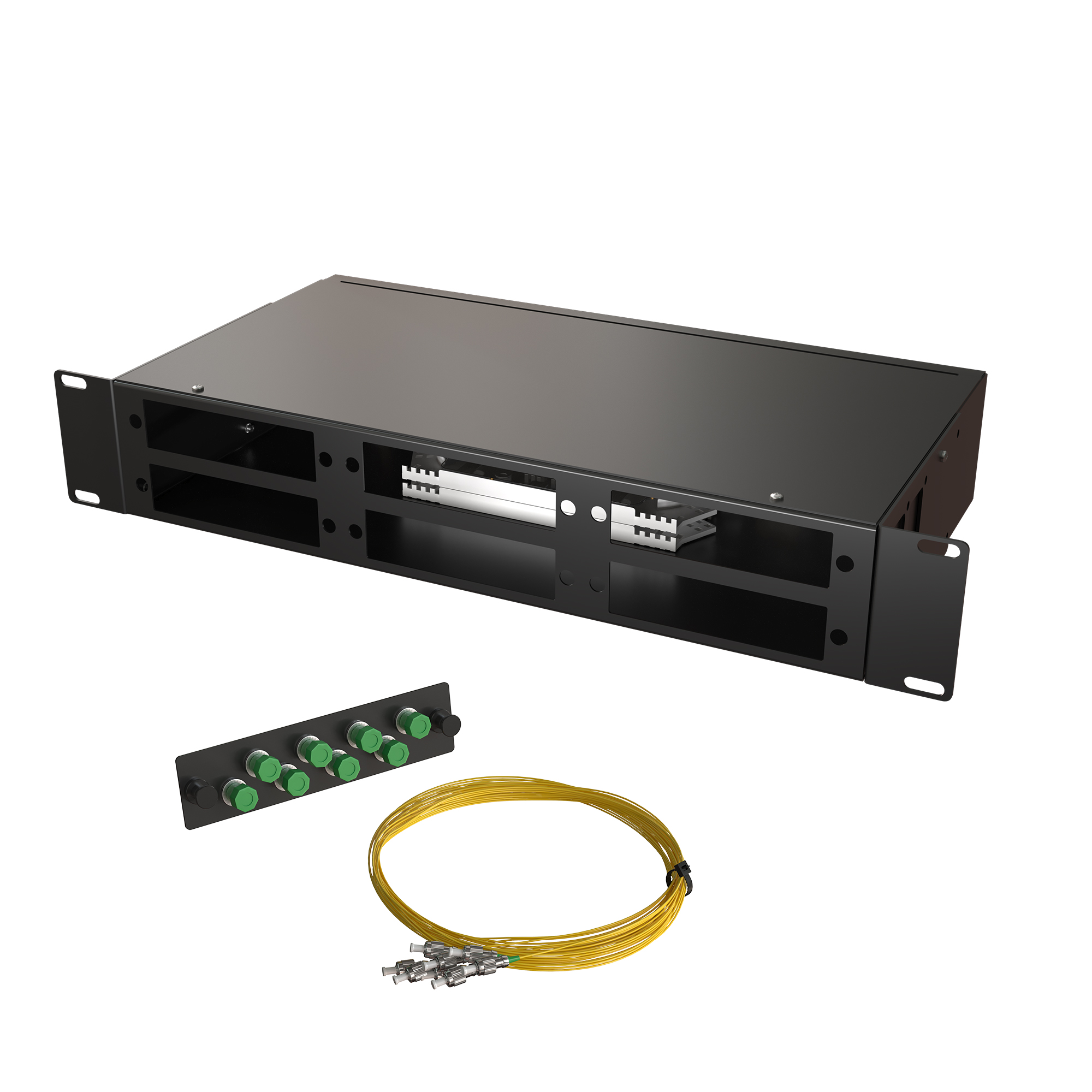 Кросс КСП, стационарный, полный комплект, FC/APC, SM 9/125 OS2, 48 портов, 2U, цвет черный