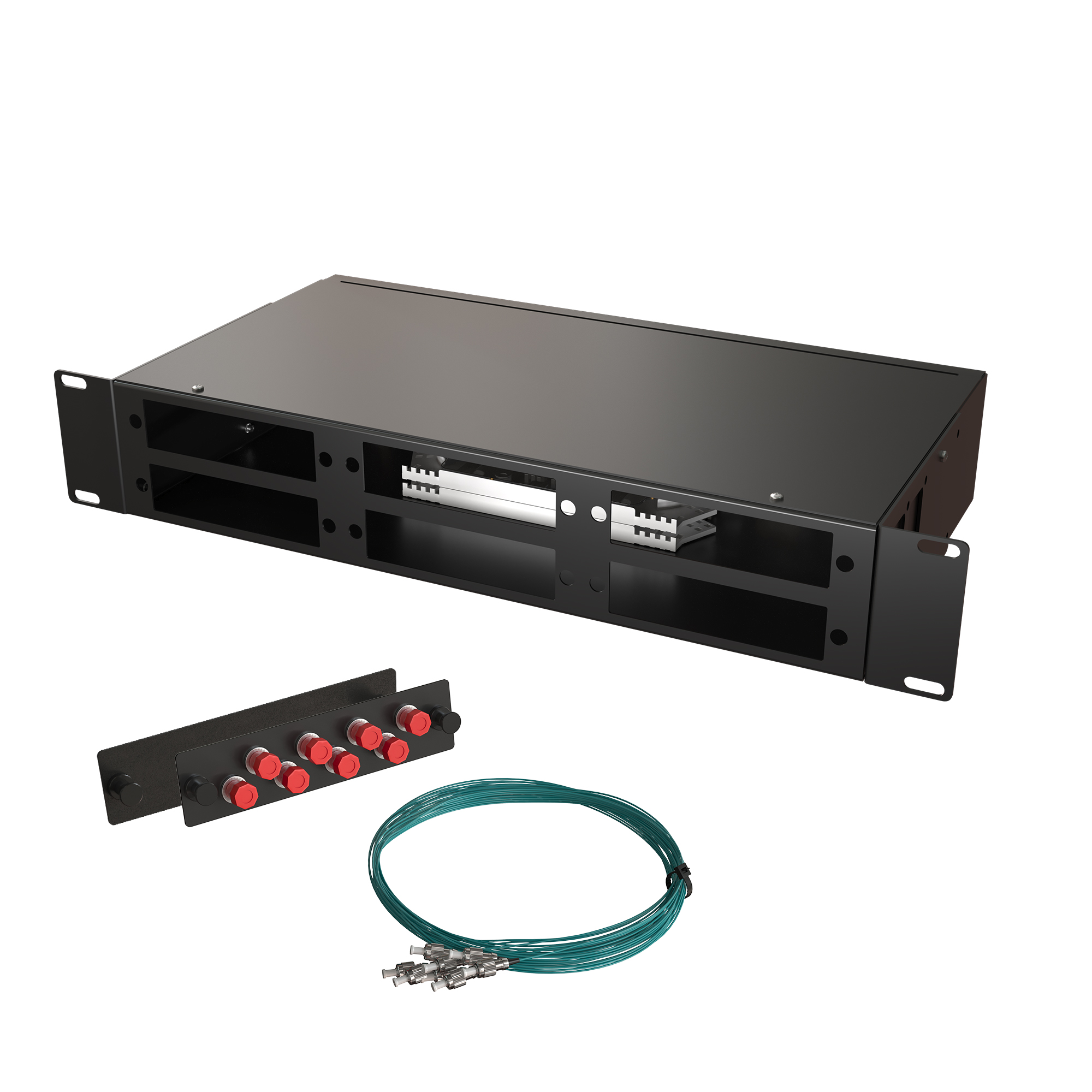 Кросс КСП, стационарный, полный комплект, FC/UPC, MM 50/125 OM3, 32 порта, 2U, цвет черный