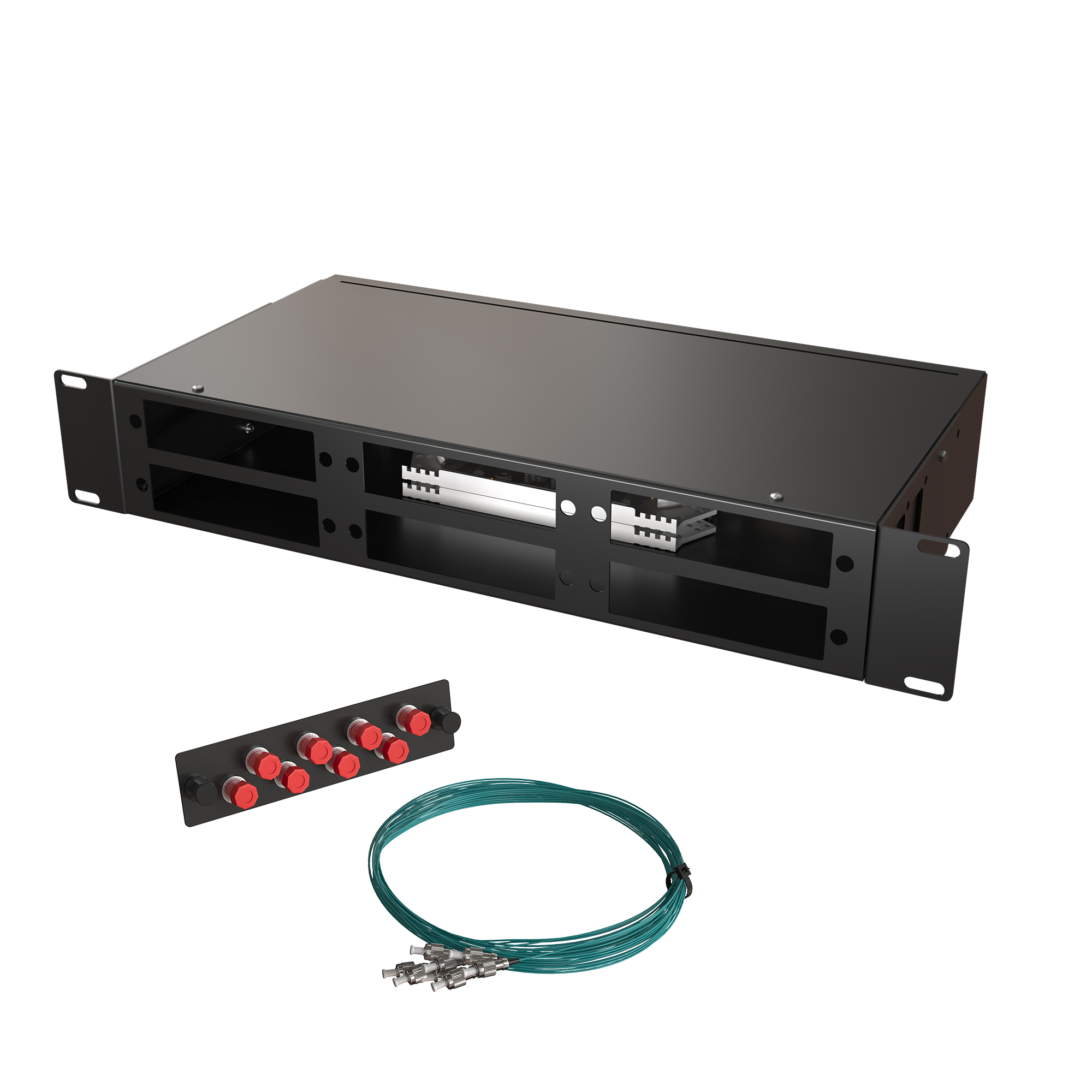 Кросс КСП, стационарный, полный комплект, FC/UPC, MM 50/125 OM3, 48 портов, 2U, цвет черный