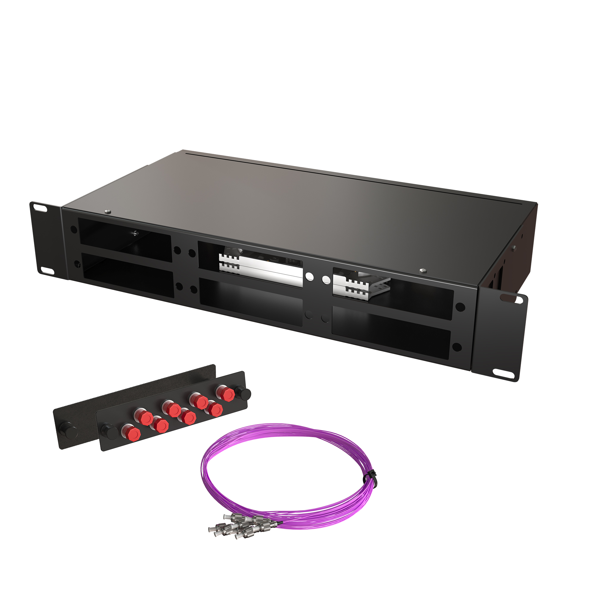 Кросс КСП, стационарный, полный комплект, FC/UPC, MM 50/125 OM4, 32 порта, 2U, цвет черный