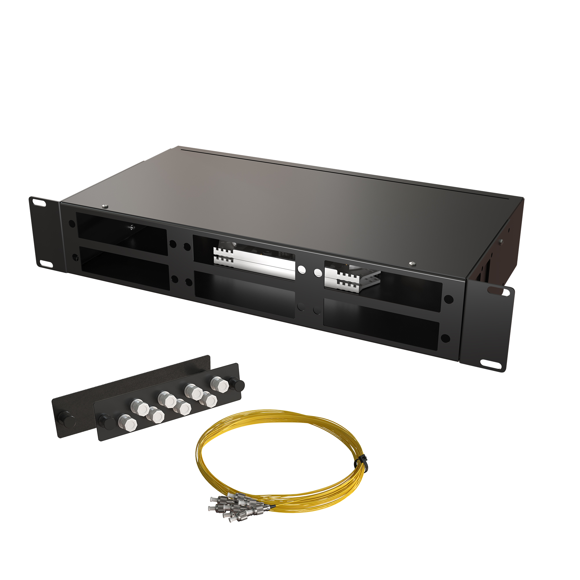 Кросс КСП, стационарный, полный комплект, FC/UPC, SM 9/125 OS2, 32 порта, 2U, цвет черный