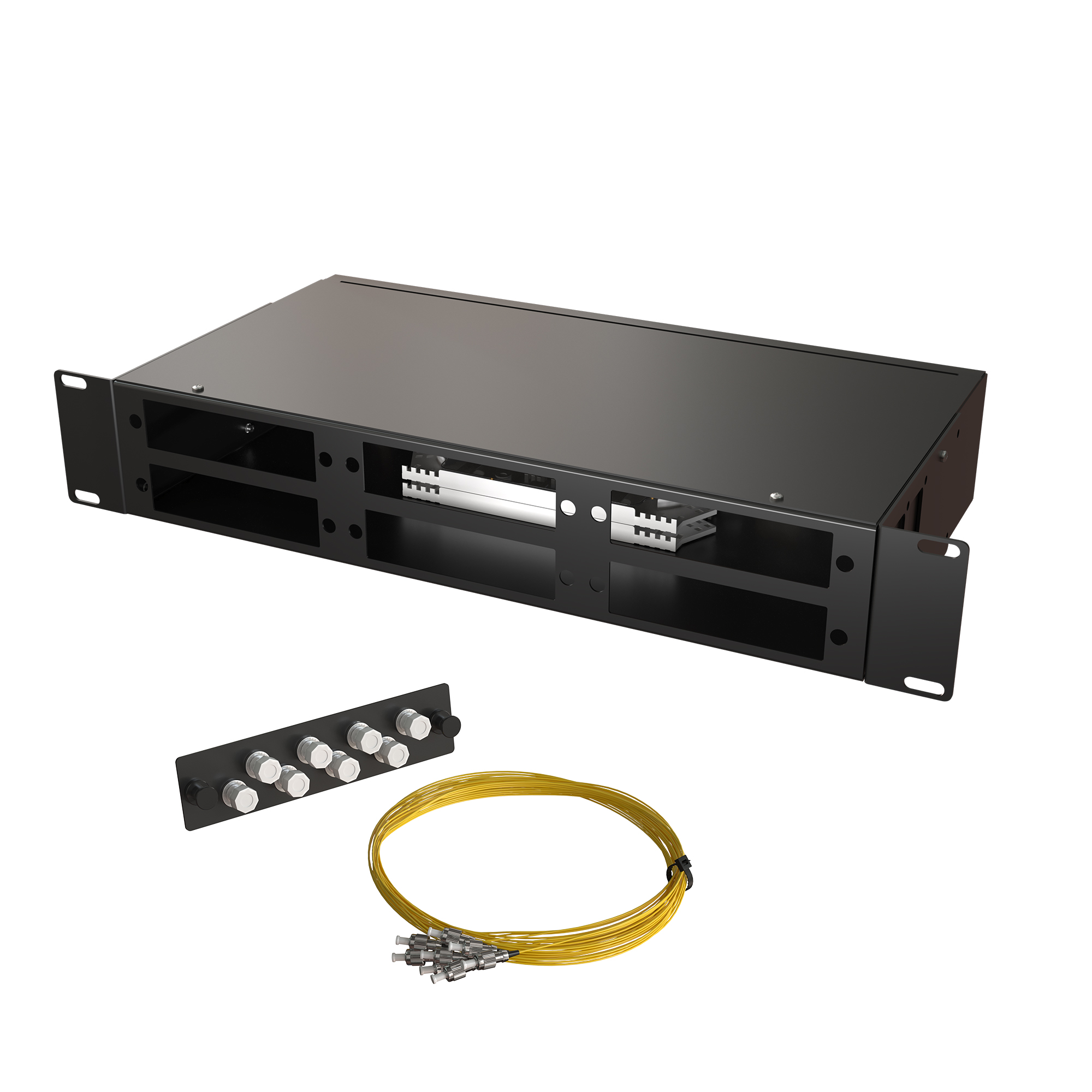 Кросс КСП, стационарный, полный комплект, FC/UPC, SM 9/125 OS2, 48 портов, 2U, цвет черный