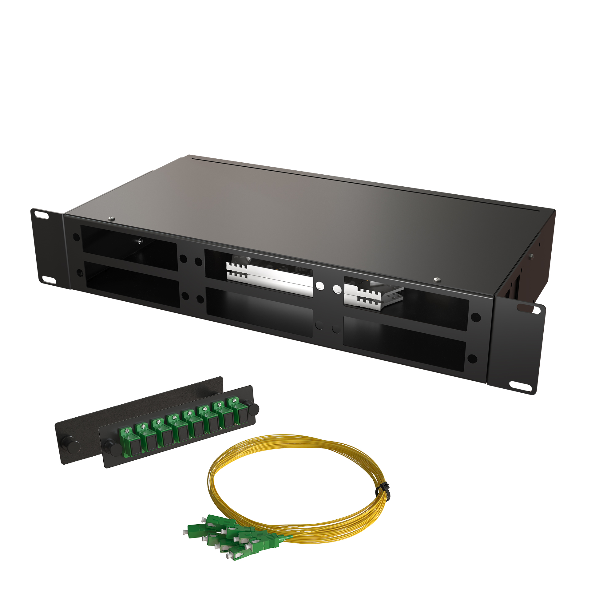Кросс КСП, стационарный, полный комплект, SC/APC, SM 9/125 OS2, 32 порта, 2U, цвет черный