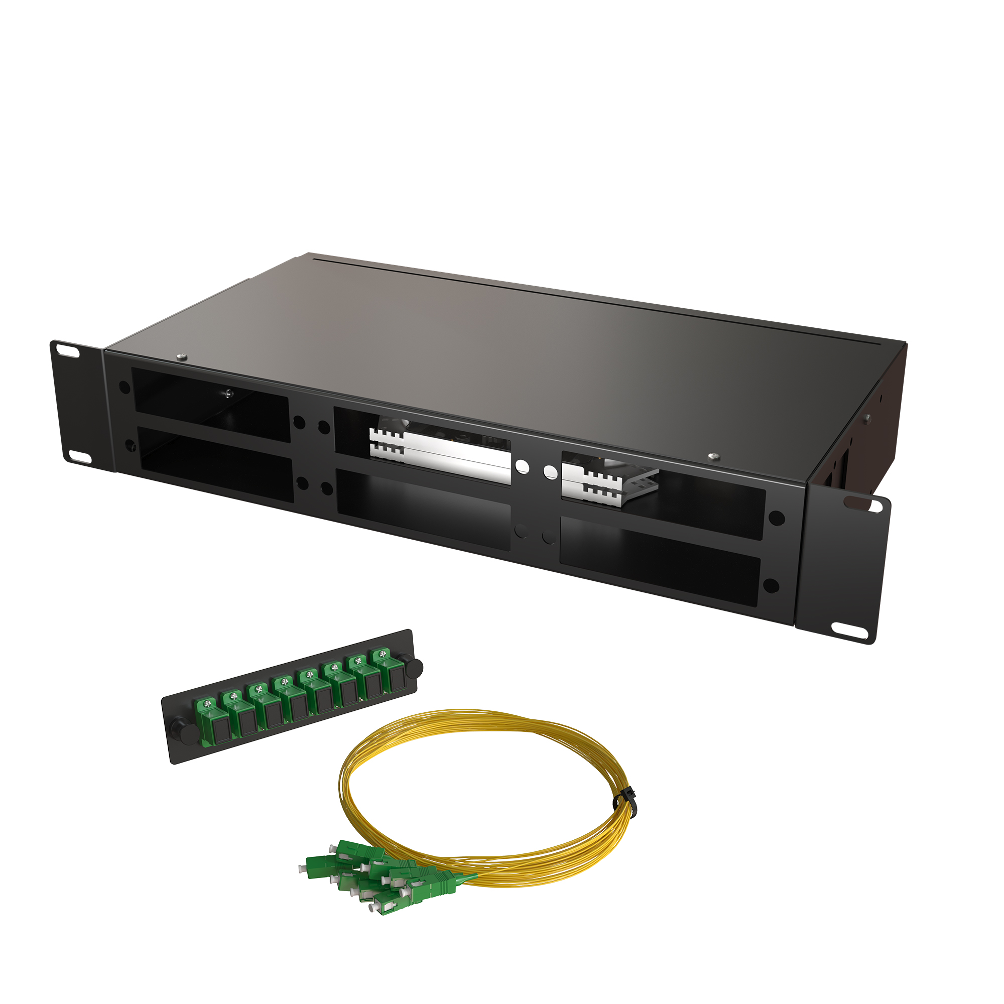 Кросс КСП, стационарный, полный комплект, SC/APC, SM 9/125 OS2, 48 портов, 2U, цвет черный