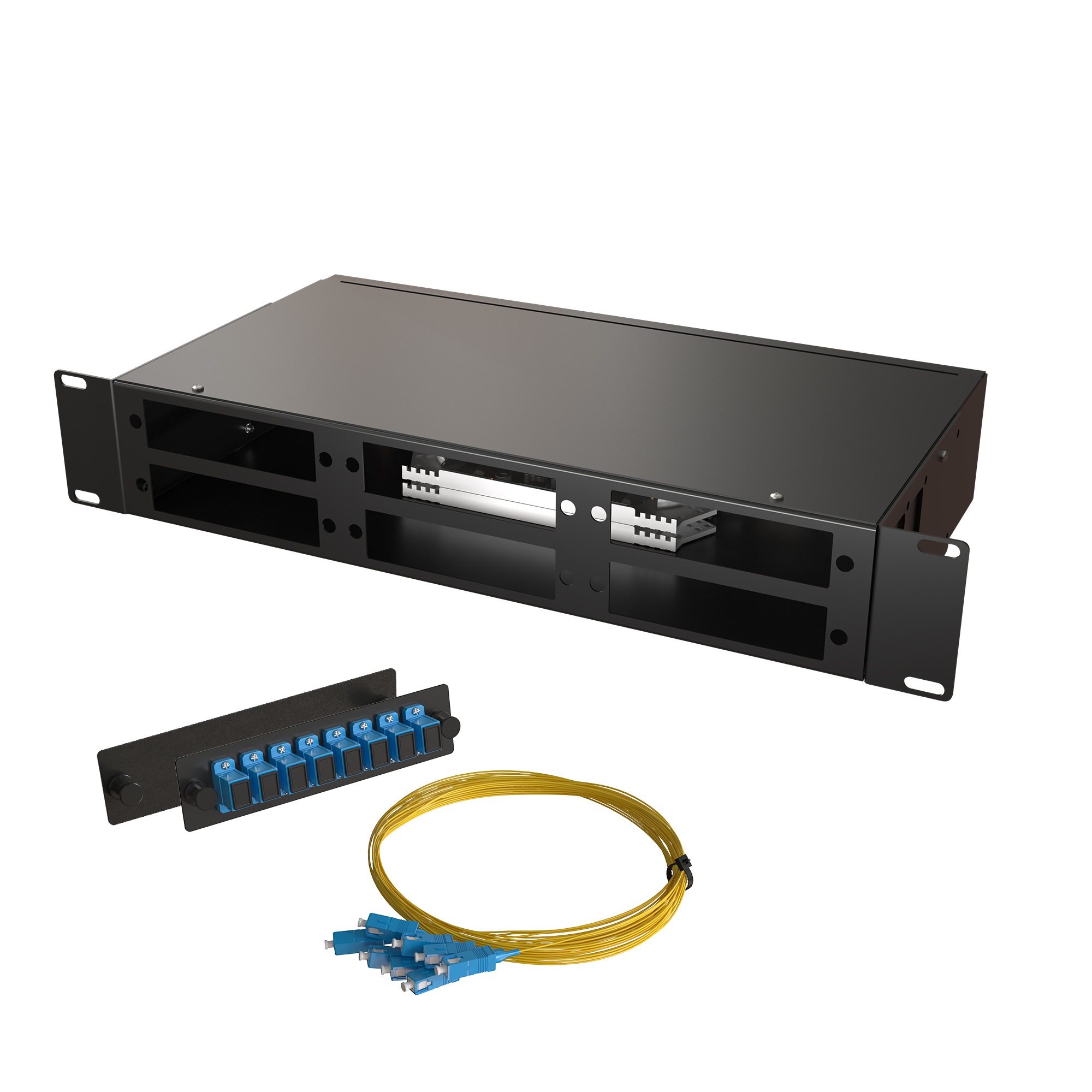 Кросс КСП, стационарный, полный комплект, SC/UPC, SM 9/125 OS2, 32 порта, 2U, цвет черный