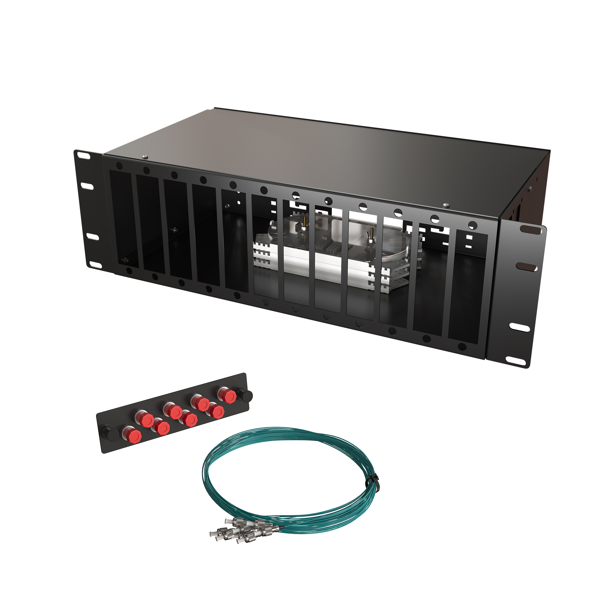 Кросс КСП, стационарный, полный комплект, FC/UPC, MM 50/125 OM3, 96 портов, 3U, цвет черный