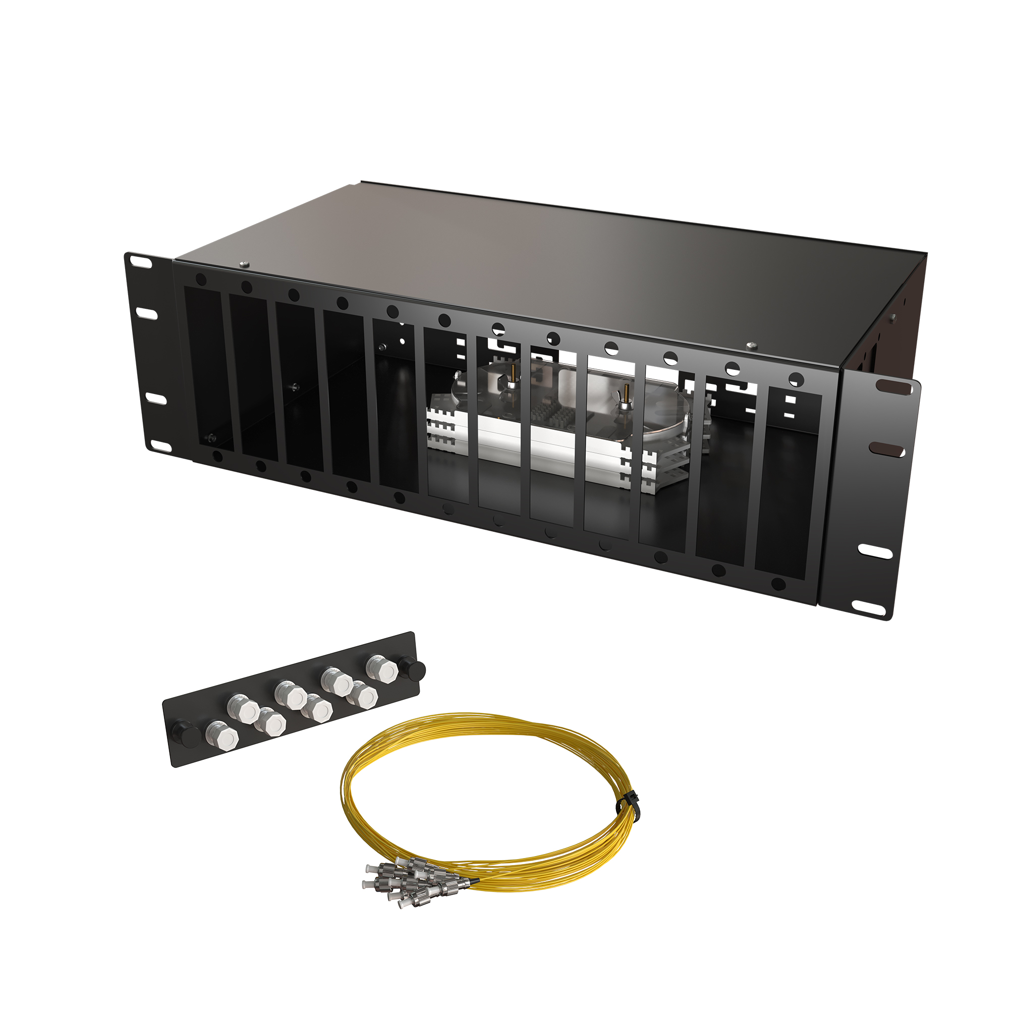 Кросс КСП, стационарный, полный комплект, FC/UPC, SM 9/125 OS2, 96 портов, 3U, цвет черный