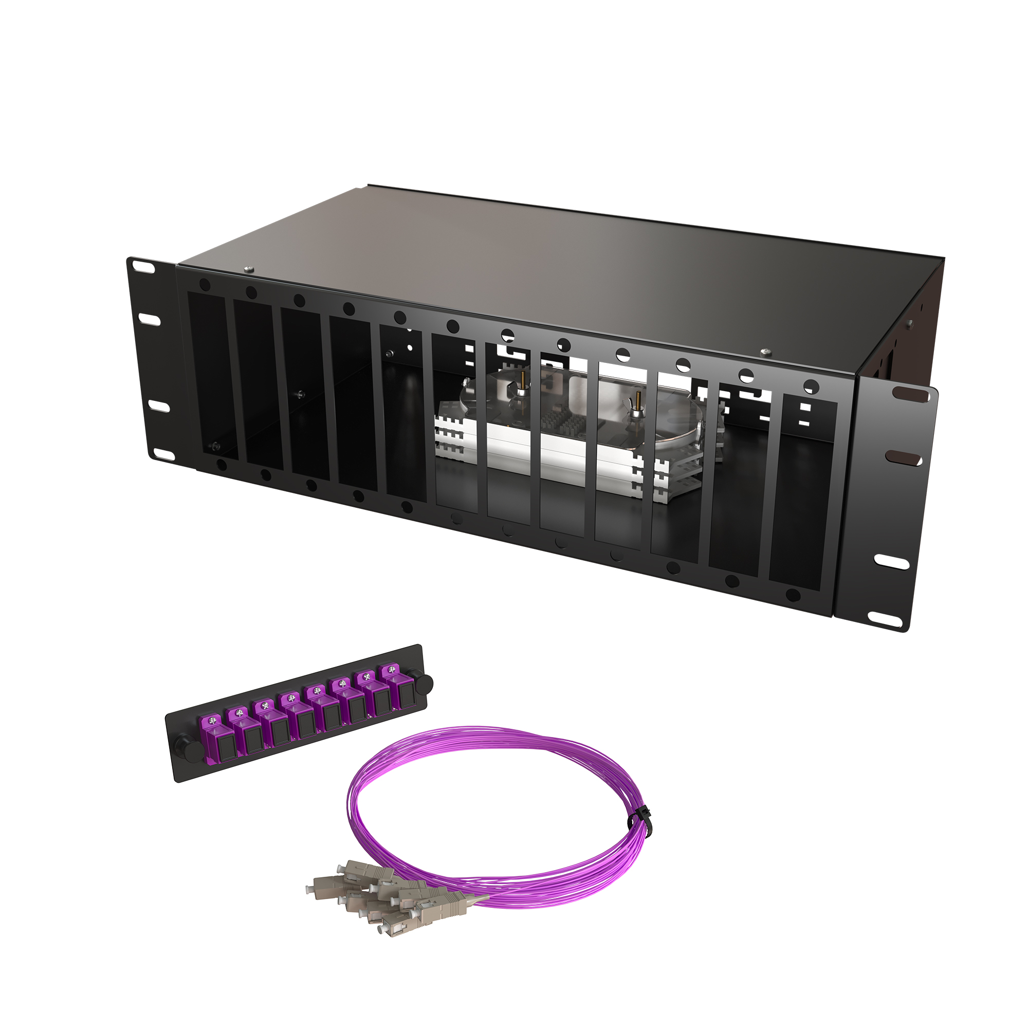 Кросс КСП, стационарный, полный комплект, SC/UPC, MM 50/125 OM4, 96 портов, 3U, цвет черный