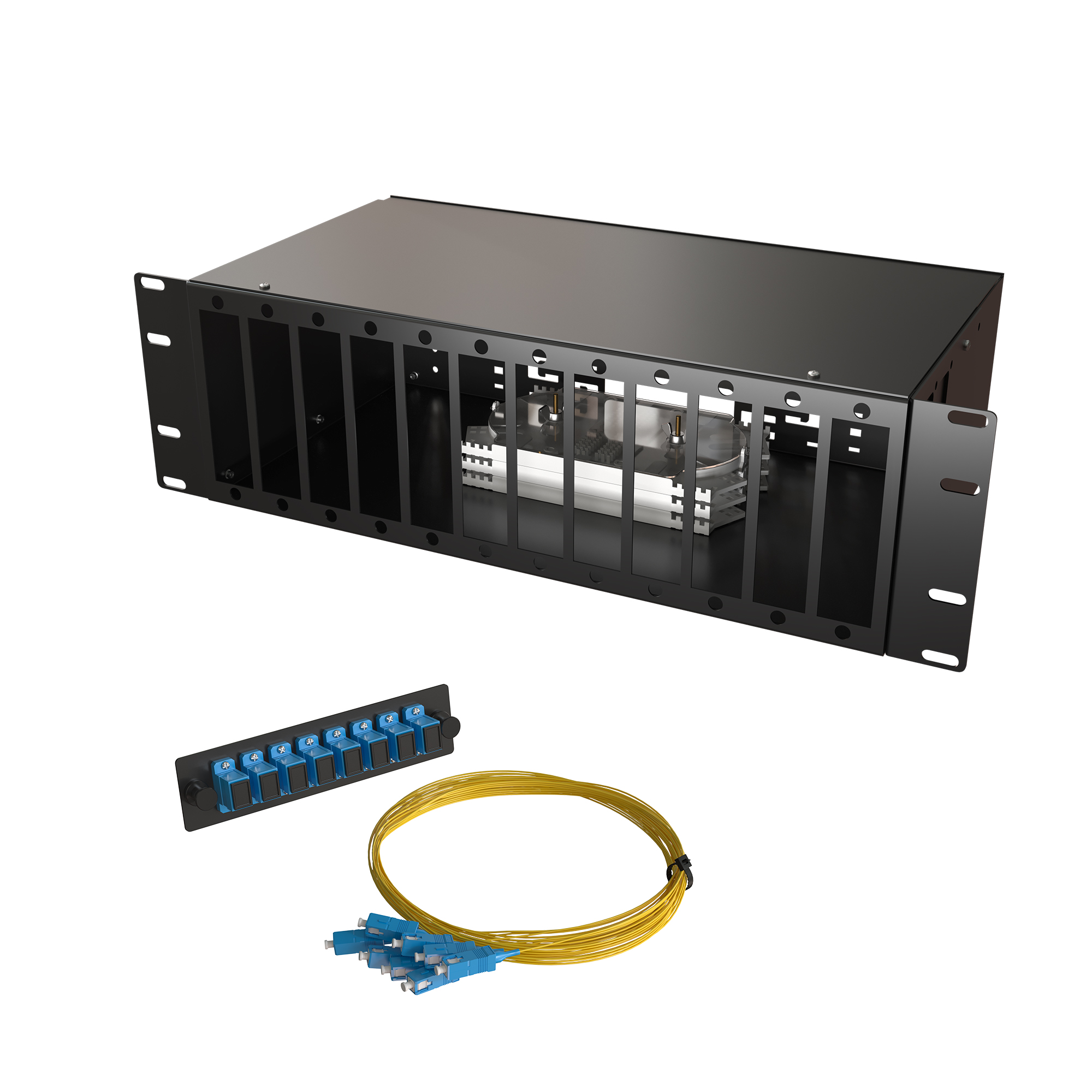 Кросс КСП, стационарный, полный комплект, SC/UPC, SM 9/125 OS2, 96 портов, 3U, цвет черный
