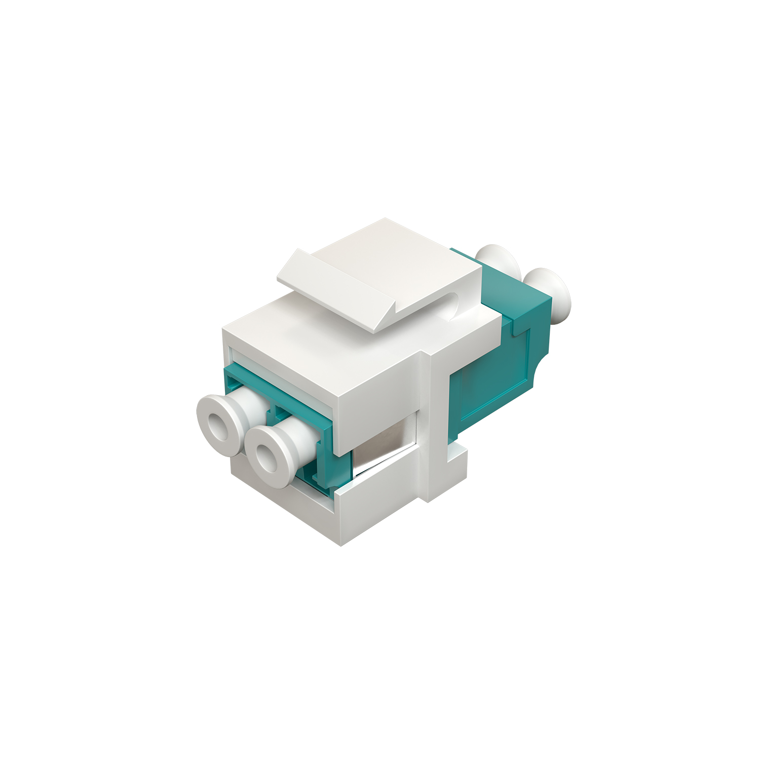 Модуль коммутационный типа Keystone 2LC/UPC MM 50/125 ОМ3, розетка цвет бирюзовый (АКВА), пластик цвет белый