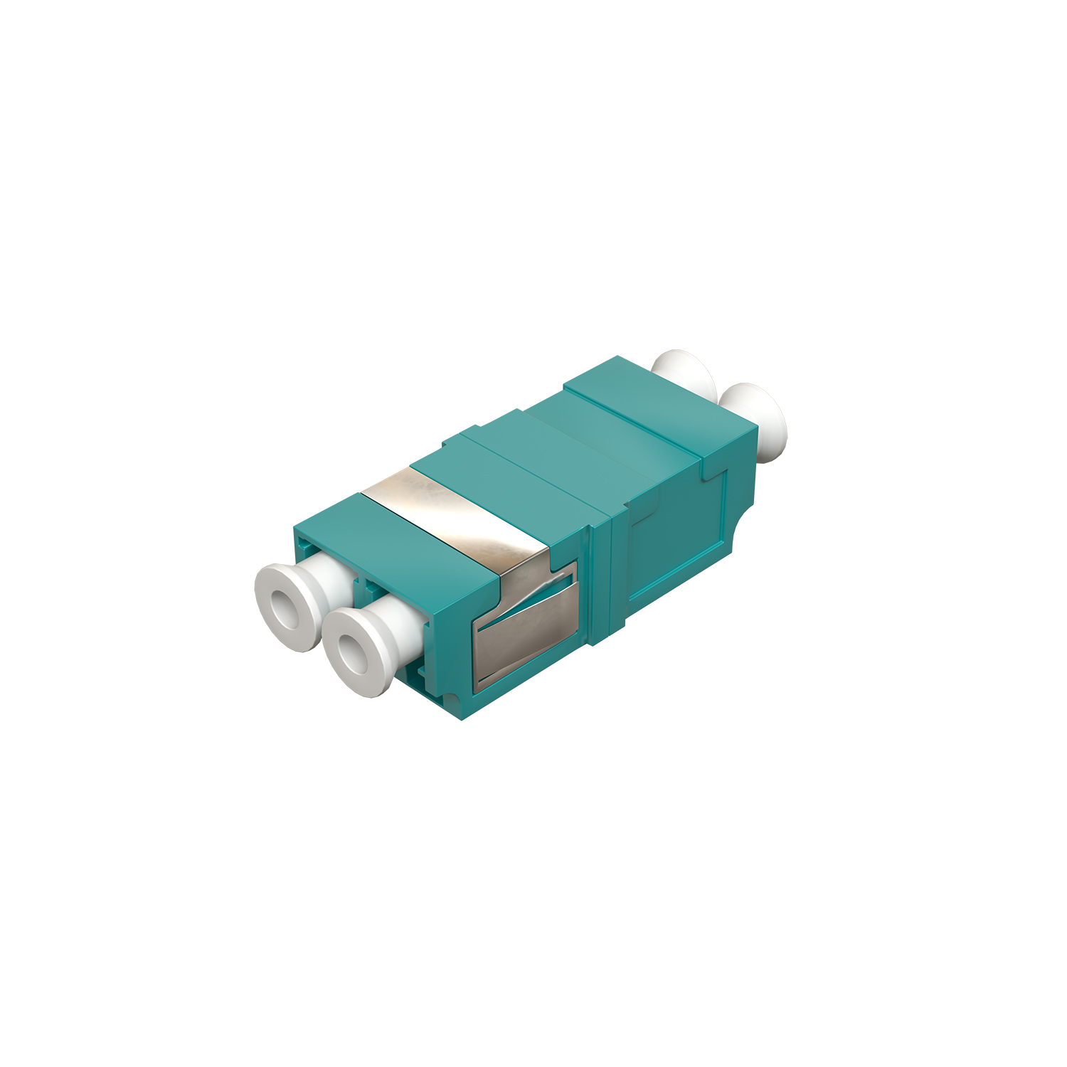 Розетка оптическая соединительная LC/UPC, MM 50/125 OM3, двойная, без фланца, цвет бирюзовый (АКВА)
