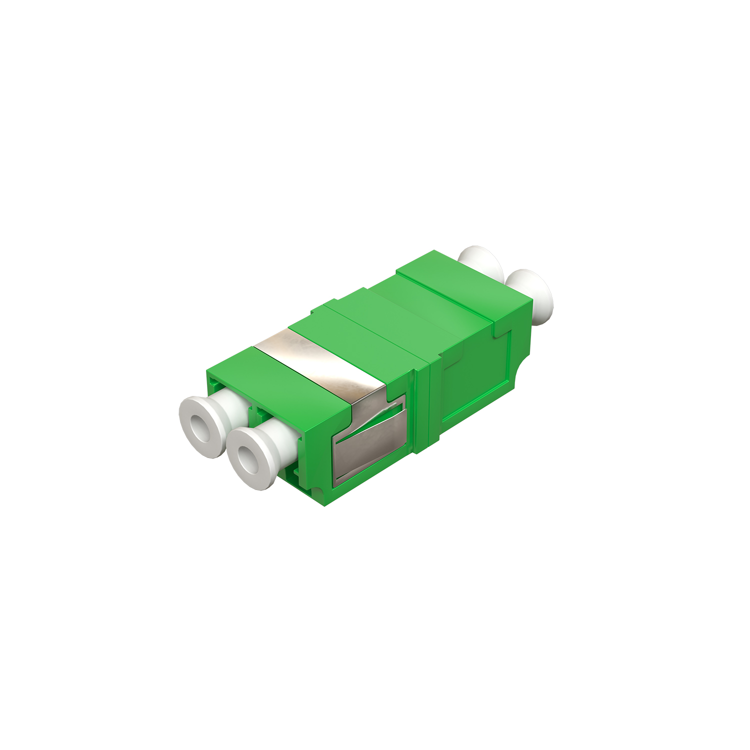 Розетка оптическая соединительная LC/APC, SM 9/125 OS2, двойная, без фланца, цвет зеленый