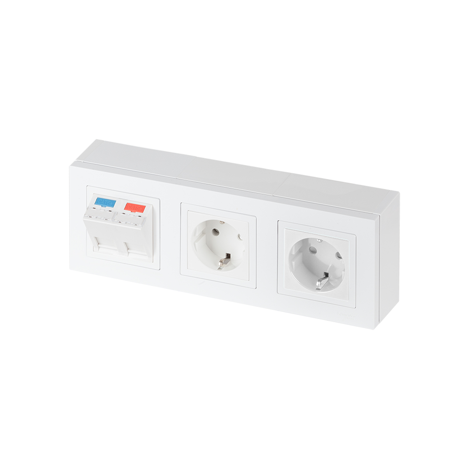Рабочее место стандартное, наст. исп., 227х84, 2 модуля RJ-45 категория 5e STP, 2 розетки Shuko белые, цвет белый