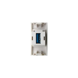Вставка 22,5x45 мм c 1 модулем USB 3.0, без шторки, цвет белый глянец